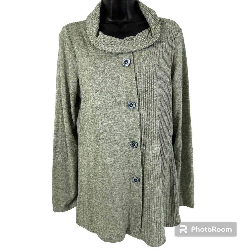Nwt MICHAEL TYLER Green Long Sleeve Button Sweater Top Blouse Soft New Sz Ps